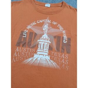 Austin Texas Shirt Mens 2XL Burnt Orange Live Music Capital Souvenir Tee Delta